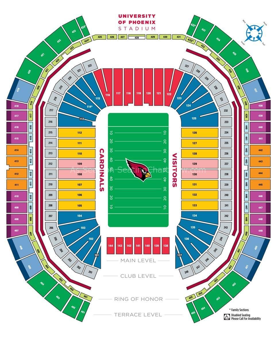 university of Phoenix stadionban ülő térkép