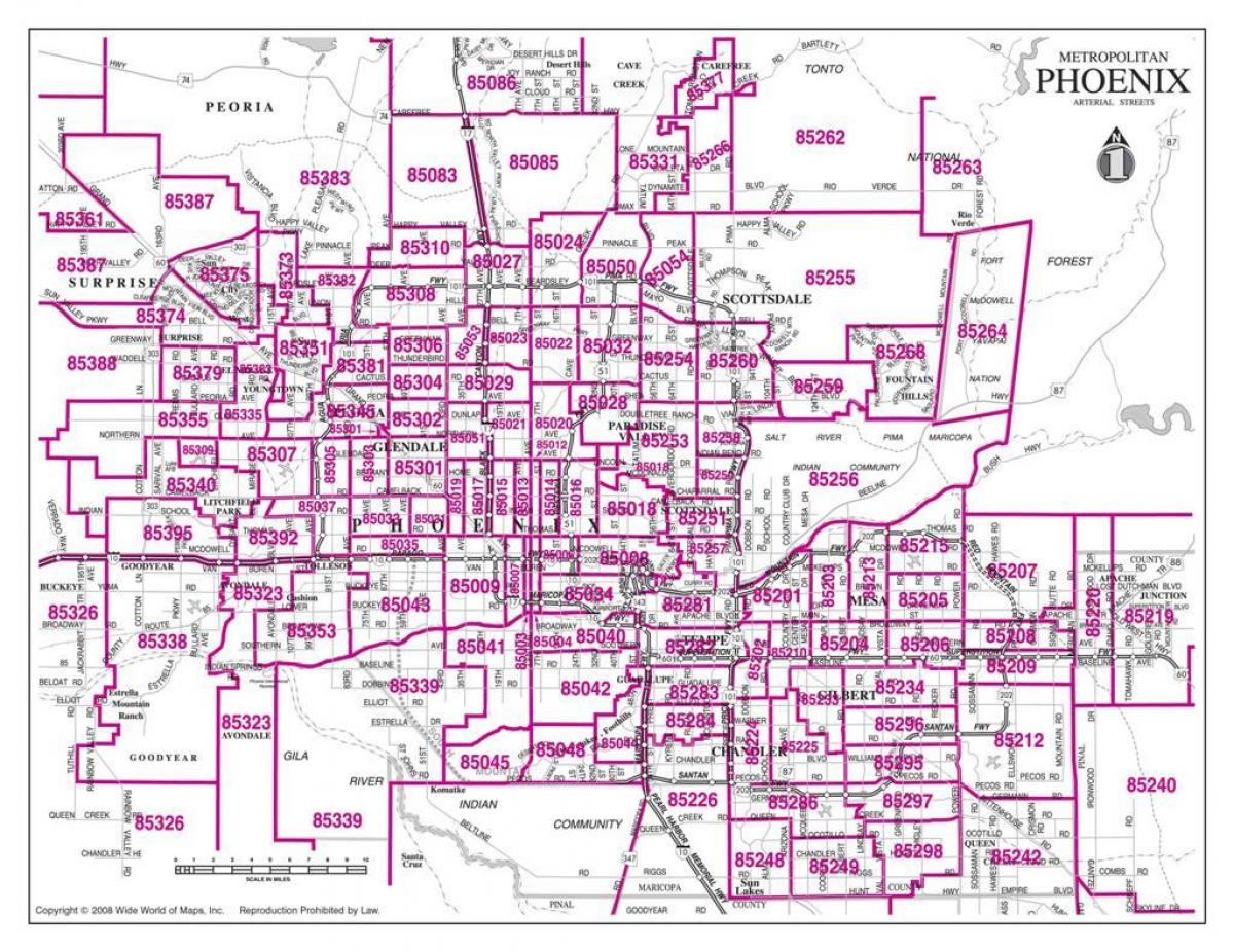 Phoenix város irányítószám térkép