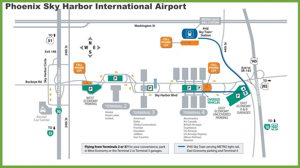 Phoenix airport kapu térképen