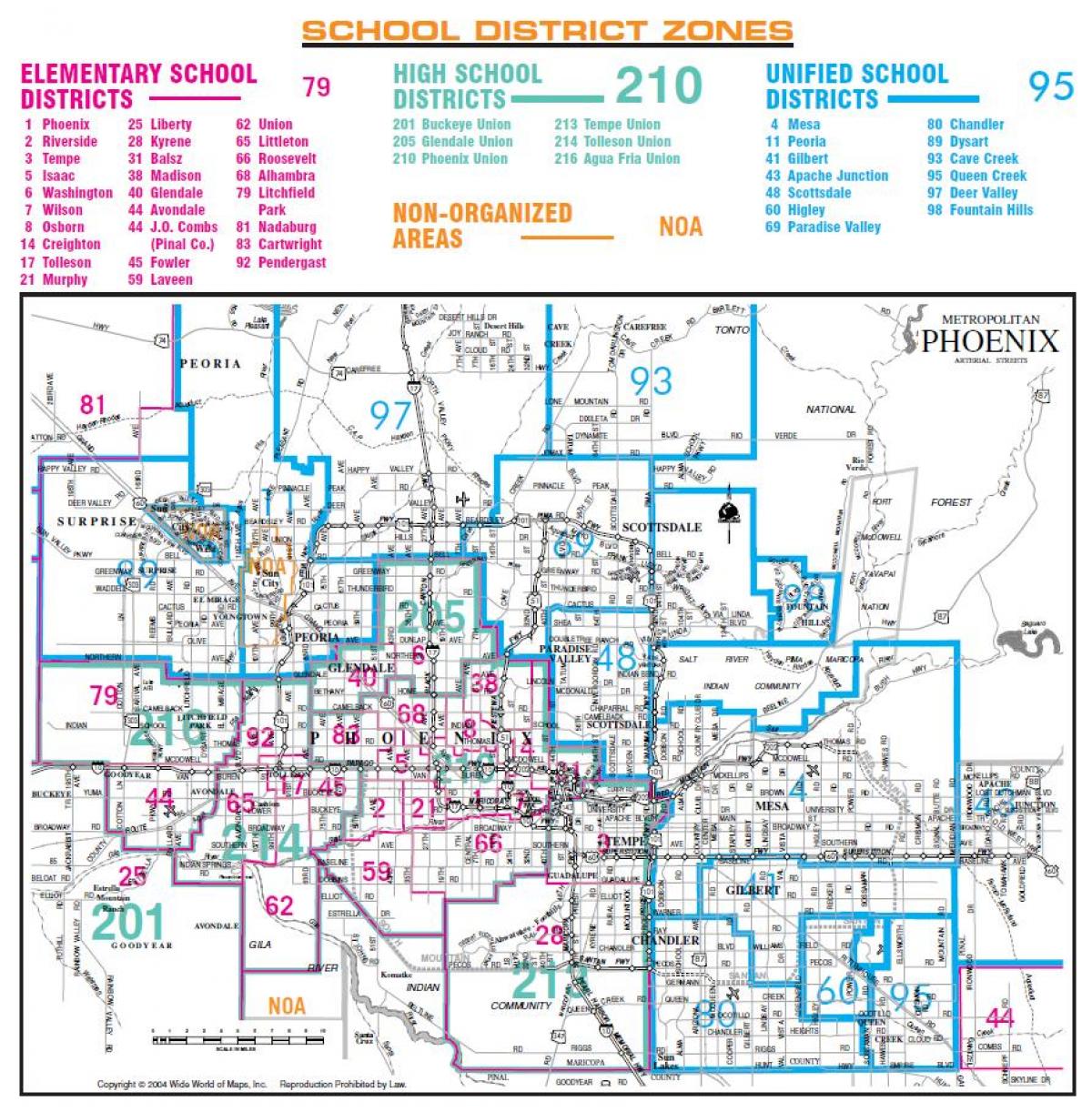 Phoenix unió high school district térkép