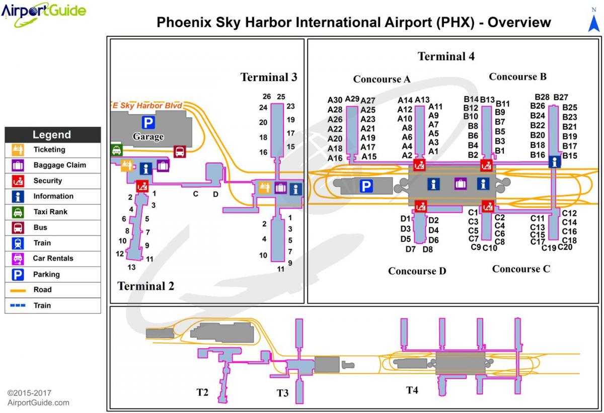 térkép Phoenix sky harbor repülőtér