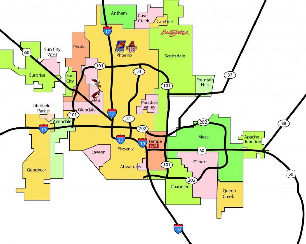 Phoenix metró területén térkép