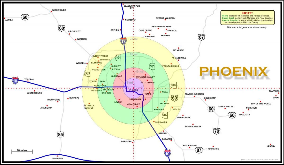 térkép a Phoenix terület