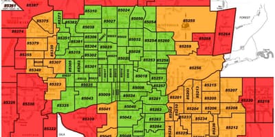 Phoenix az irányítószám térkép