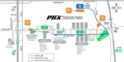 Phoenix nemzetközi repülőtér térkép